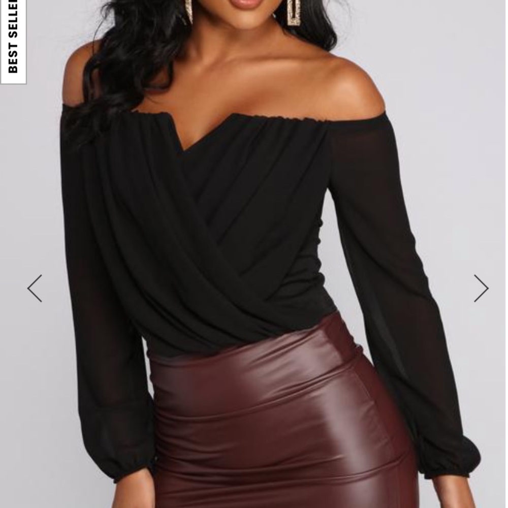 Off the shoulder chiffon top